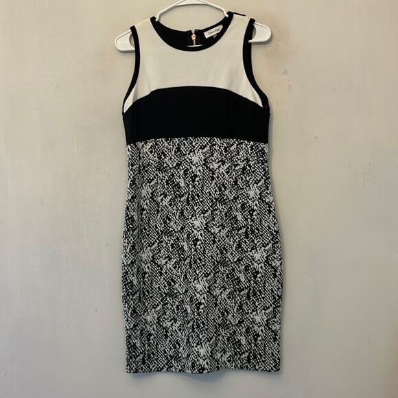 Calvin Klein sleeveless black white dress Size 6 - Picture 1 of 10